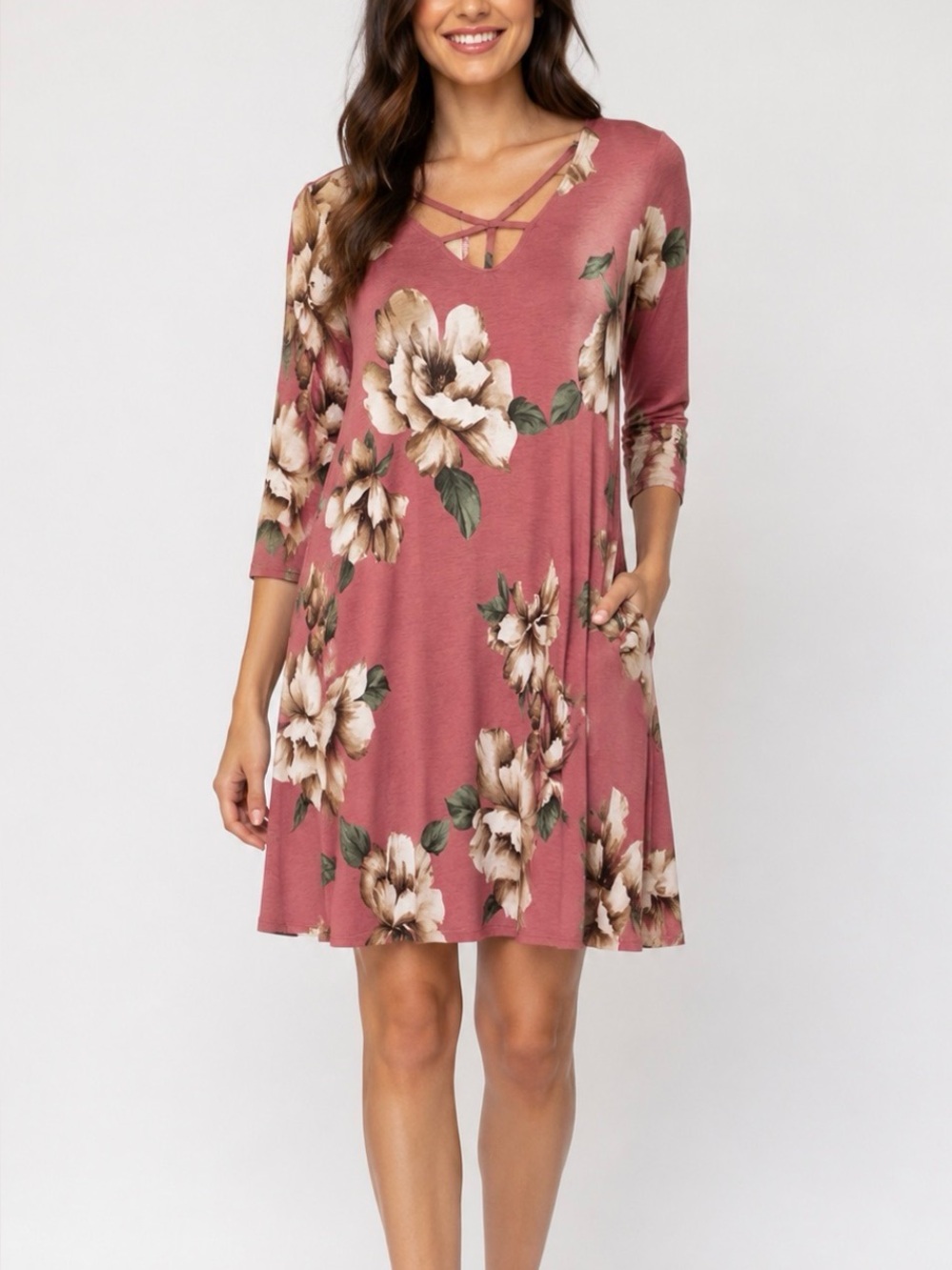 Filly Flair Pink Midi Sundress with Raglan Sleeves and V-Neck